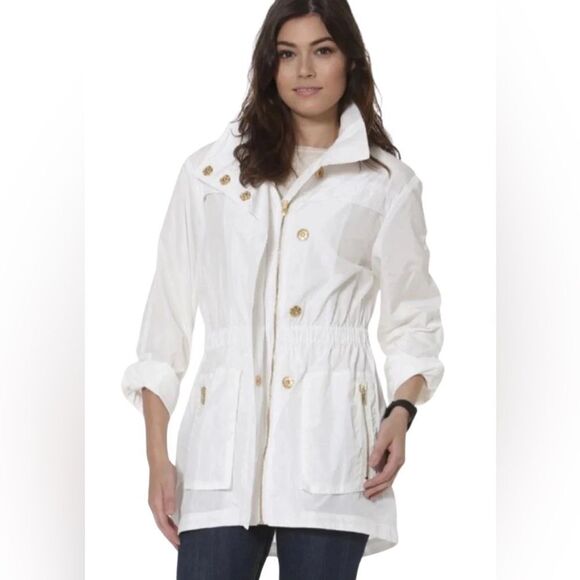 Venezia Nylon Outer Shell Stylish Trenchcoat Jacket Size XL Color Antique White - Picture 1 of 15